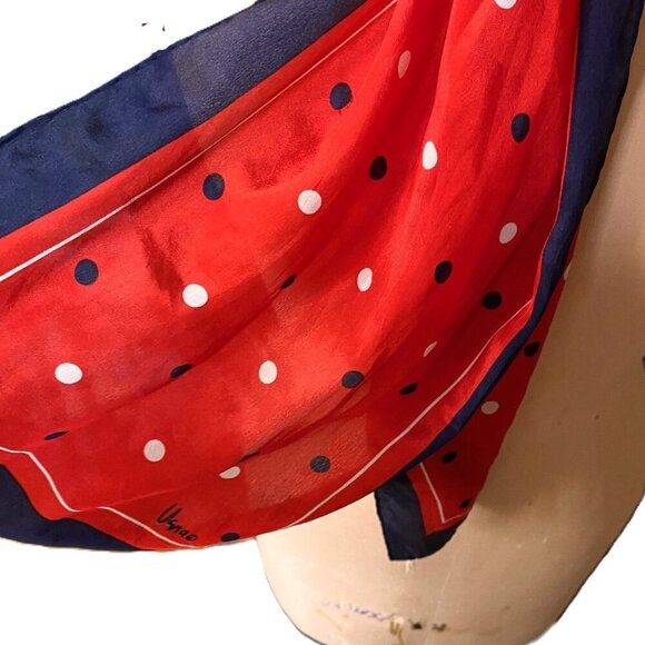 Vintage Vera Neuman polka dots silk hand rolled  hem scarf - Picture 9 of 13